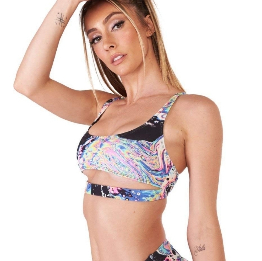 iHeartRaves Multicolor Swirl Crop Top